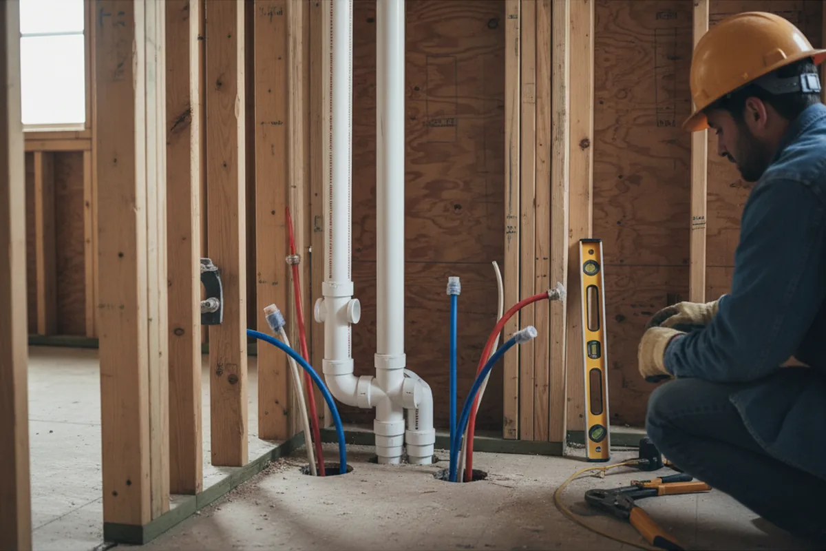 Drain and supply rough-in during Sump Pump Repair in Beaver Falls